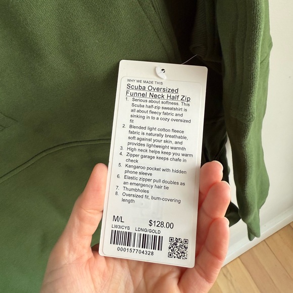 Lululemon Scuba Oversized Funnel Neck Half Zip - Loden Green/Gold - Medium/Large - Picture 8 of 15